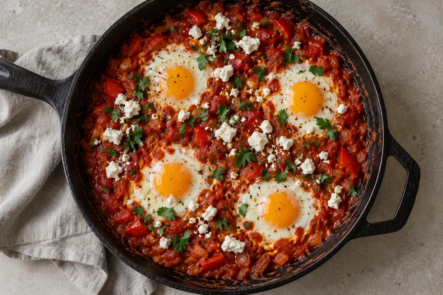 Shakshuka mit Feta und Petersilie